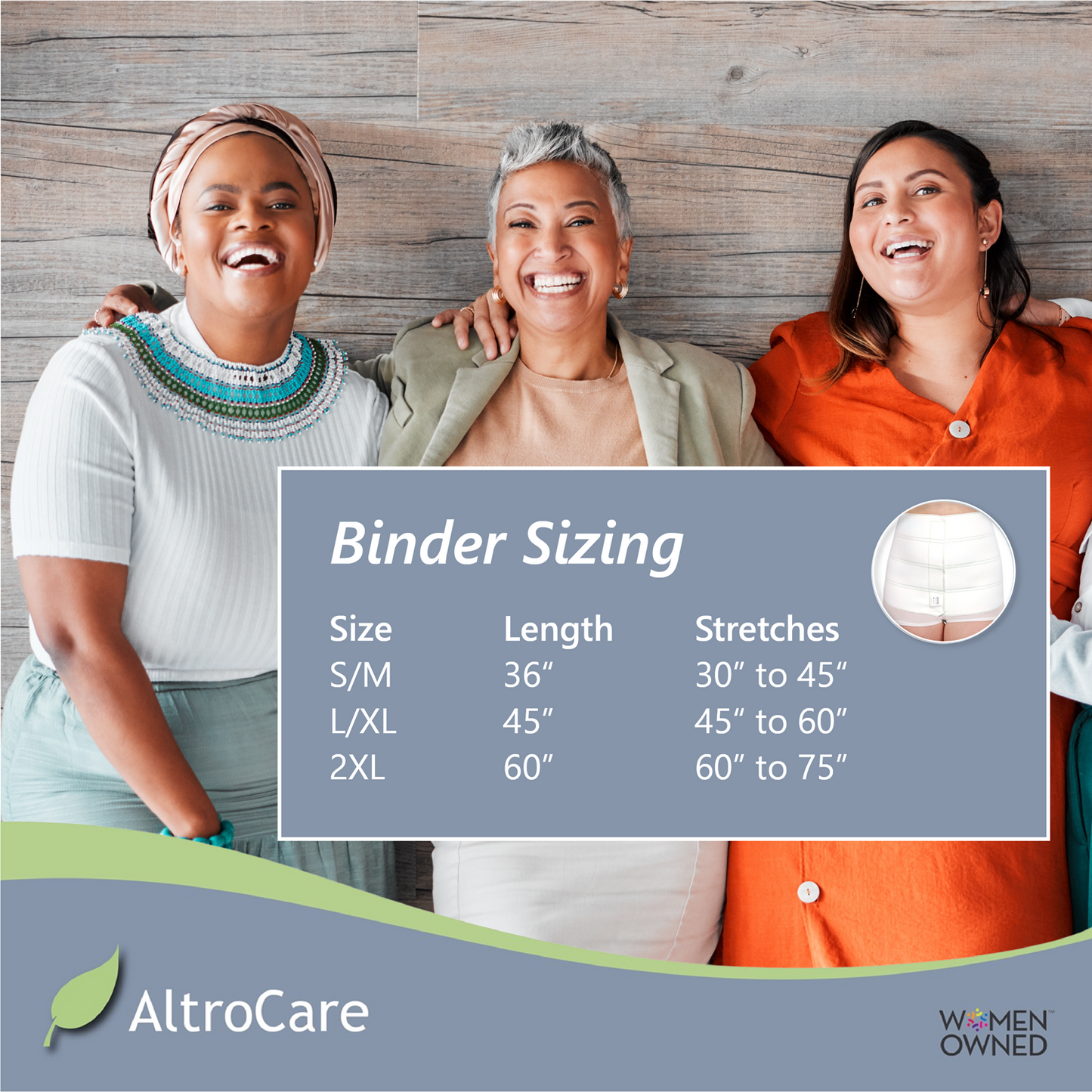 Plus Size, Post Surgery Binder (12", 4-panel, box of 8)