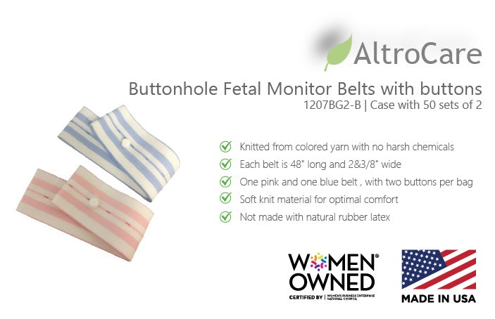 Pink & Blue Fetal Monitor Buttonhole Belts (Case with 50 sets of 2)